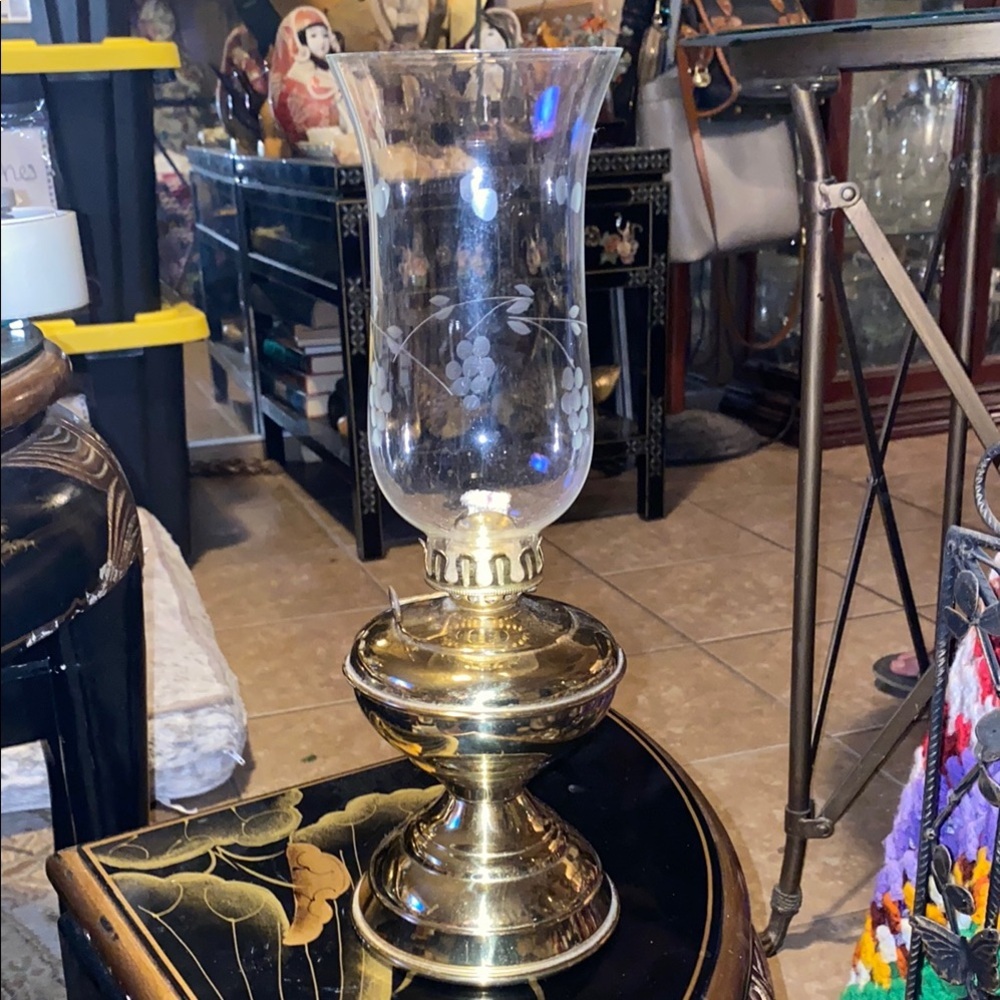Elegant English made for Lamplight Gold Hurricane Lamp